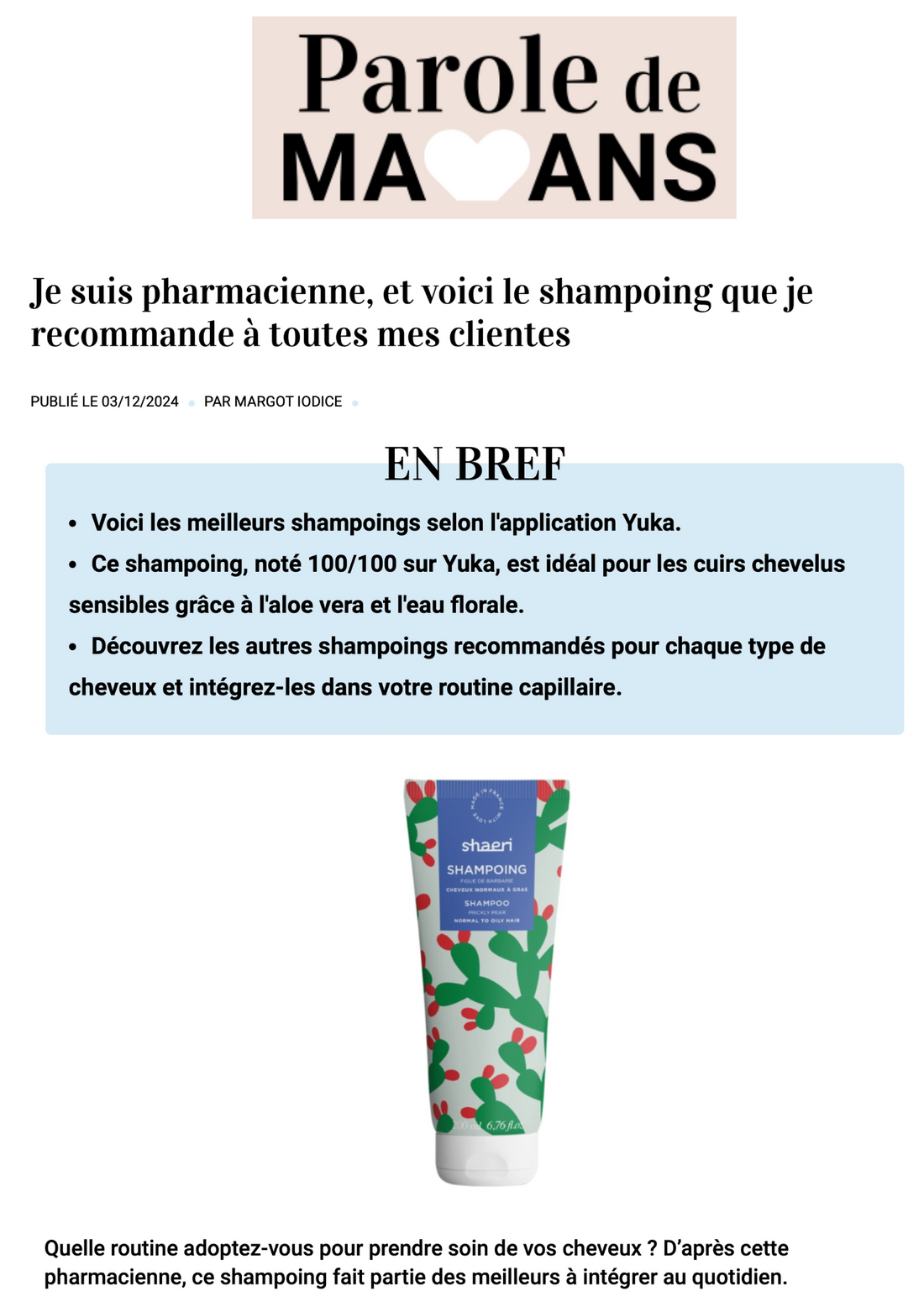 Parole de mamans, 03/12